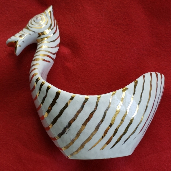 VINTAGE BITOSSI/ZEBRA BOWL/ITALY/GOLD ON WHITE - Picture 7 of 10